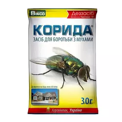 Корида/корида, 30 г — інсектицидний дезінфікувальний засіб для знищення мух і сліпнів у приміщеннях