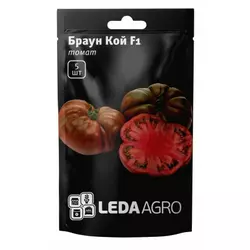 Насіння томату Браун кой F1, 5 насінин — високорослий, темно-бордовий, Leda Agro