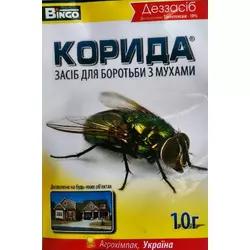Корида / Корида, 10 г — інсектицидний засіб дезінфікуючий засіб для знищення мух та ґедзів у приміщеннях